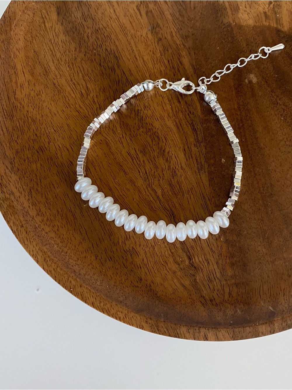 4/$15 Sterling Silver Pearl Beaded Bracelet